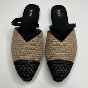 R0AM Raffy Cap Mule Slip On In Natural/ Black Size 9